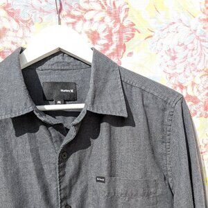 Hurley Medium Charcoal Casual Button-Down LS Shirt Men's